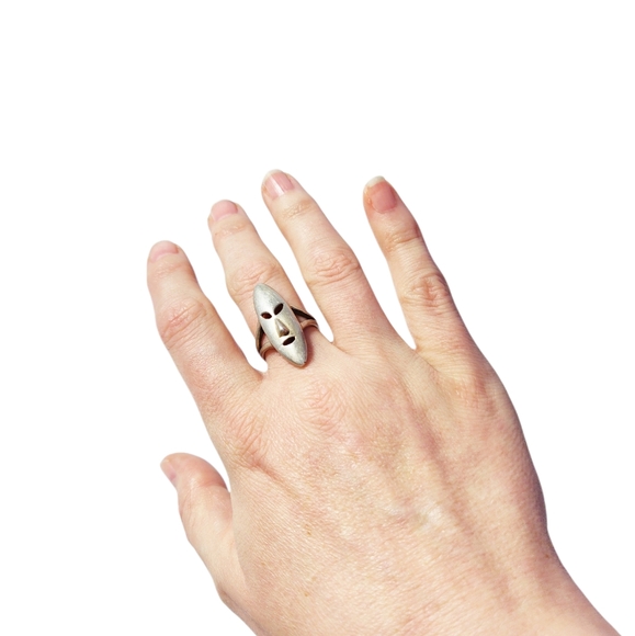Vintage 925 Sterling Silver Mask Ring - Picture 6 of 16